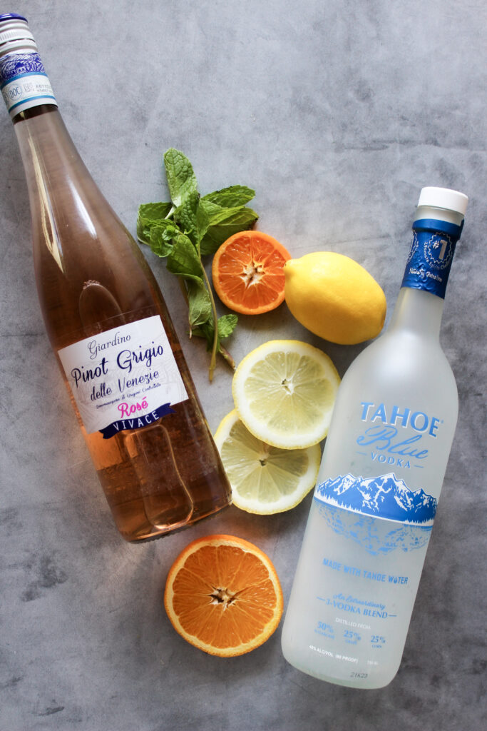 ingredients for citrus rose sangria