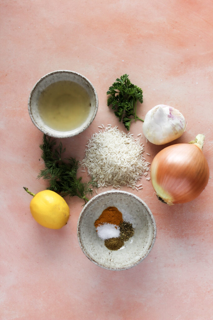 ingredients for greek lemon rice