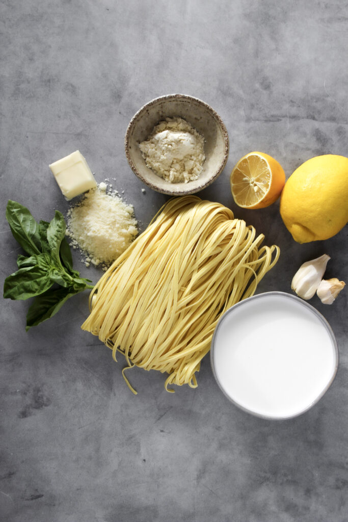 ingredients for creamy lemon pasta