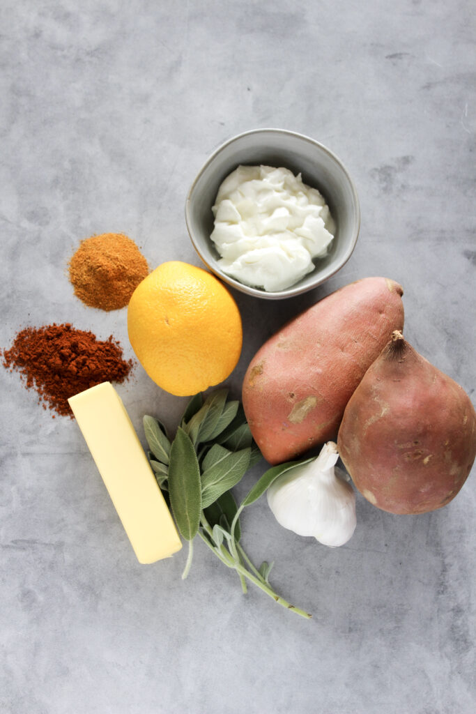 ingredients for maple sweet potato puree