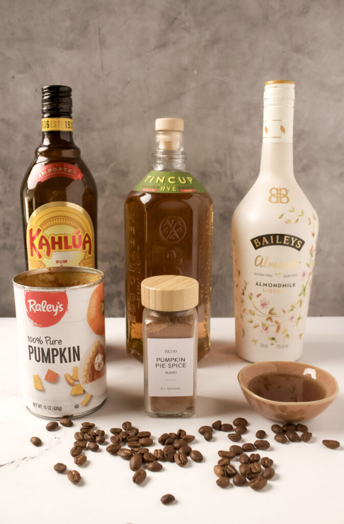 ingredients for pumpkin spice espresso martini