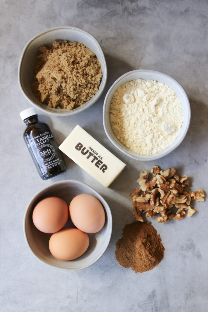 ingredients for blueberry crumble coffee cake